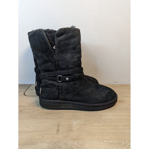 UGG Australia PALISADE Black Short Boots Suede Sheepskin Womens 1007700 - Picture 5 of 9